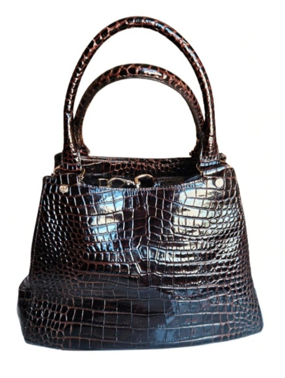 Cole Haan Dark Brown Croc-Embossed Top-Handle Satchel - Picture 5 of 15